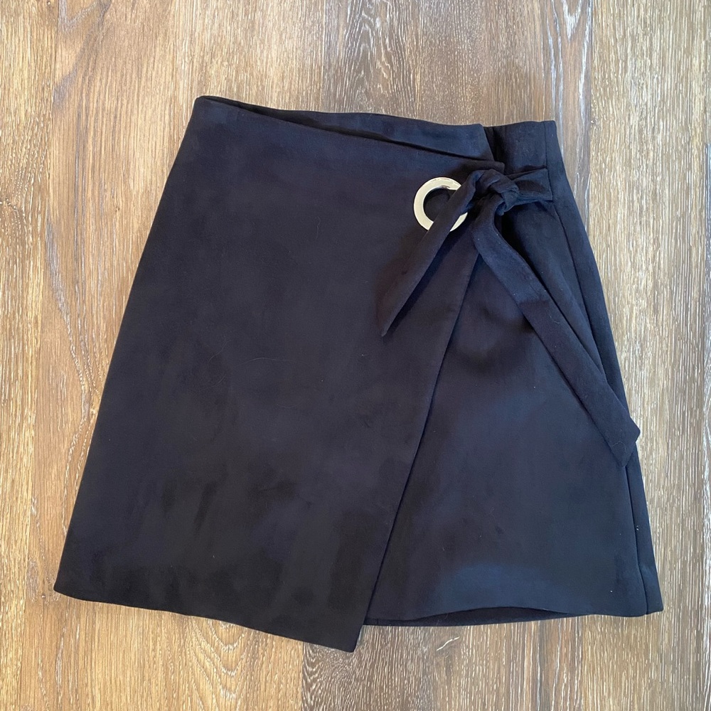 Navy wrap LOFT skirt